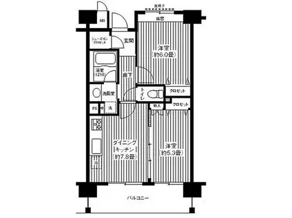 ピエス綱島(2DK/6階)の間取り写真