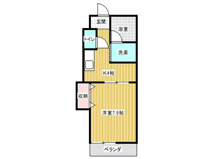 サンプレイス(1K/1階)の間取り写真