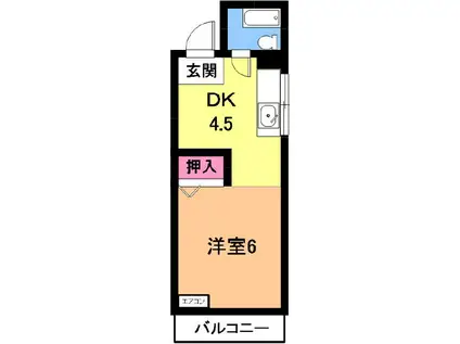 コーポ八田(1DK/2階)の間取り写真