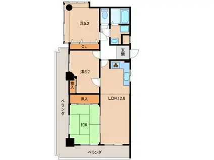 インペリアル吉礼駅前(3LDK/2階)の間取り写真