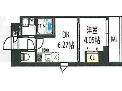 LUCK FILD(1DK/5階)の間取り写真