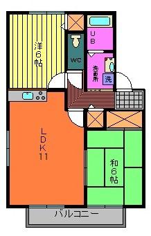 フィーユS(2LDK/2階)の間取り写真