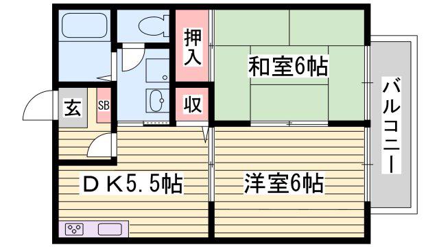 サンライズM(2DK/1階)の間取り写真
