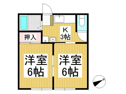 川辺町マンション(2K/2階)の間取り写真