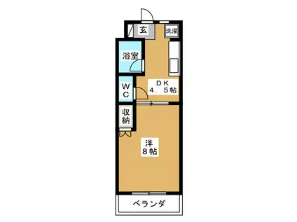 ファミーユIII(1DK/4階)の間取り写真