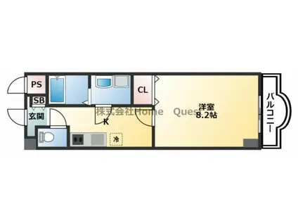 ルミエール八尾II(1K/3階)の間取り写真