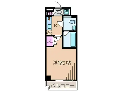 メイクスデザイン武蔵小杉アジールコート(1K/2階)の間取り写真