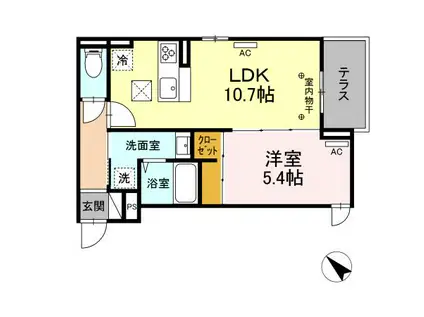 GRAND湘南 B棟(1LDK/1階)の間取り写真