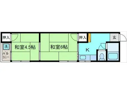 コーポ笠舞(2K/2階)の間取り写真