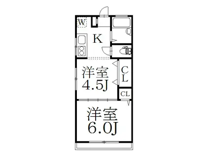 田中マンション(2K/3階)の間取り写真