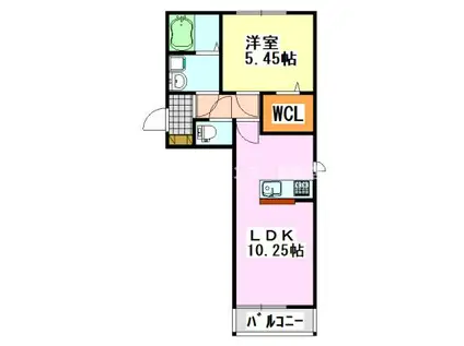 メゾンエミールドゥ(1LDK/2階)の間取り写真