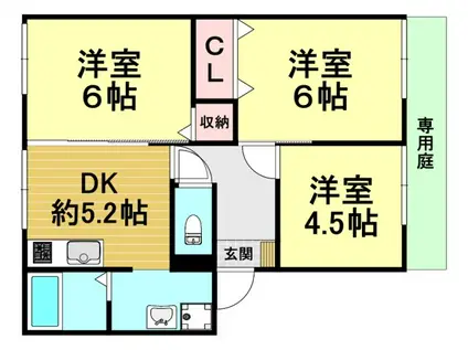 イマハイツA棟(3DK/1階)の間取り写真