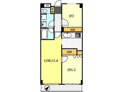 T-NET リベラルシティハイツ(2LDK/4階)の間取り写真