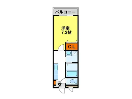 西鉄天神大牟田線 筑紫駅 徒歩2分 3階建 築10年(1K/3階)の間取り写真