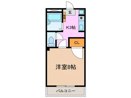 ハースヒルズ赤池III(1K/3階)の間取り写真