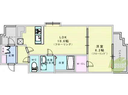 スプランディッド新大阪Ⅴ(1LDK/2階)の間取り写真