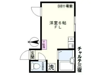 チャルテ三宿(ワンルーム/3階)の間取り写真