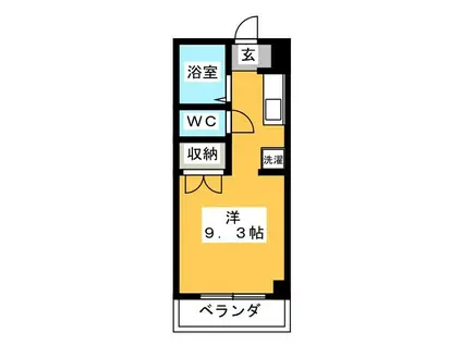 サテライト三共(ワンルーム/3階)の間取り写真