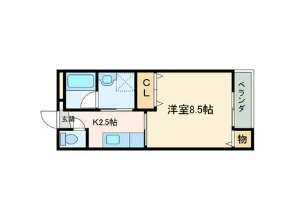 サンフォーレ中須賀(1K/2階)の間取り写真