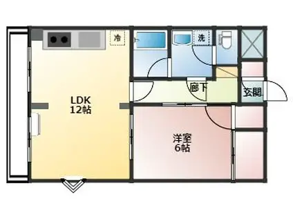メゾン・ドゥ・ヴァン上赤江(1LDK/5階)の間取り写真