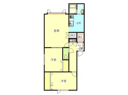 エネーロ(2LDK/2階)の間取り写真