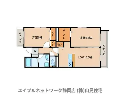 ソレイユK ドゥー(2LDK/3階)の間取り写真