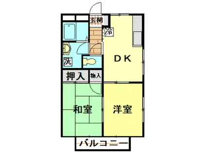 マンワール三芳(2DK/2階)の間取り写真