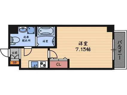 ウィンズコート西梅田Ⅱ(1K/7階)の間取り写真