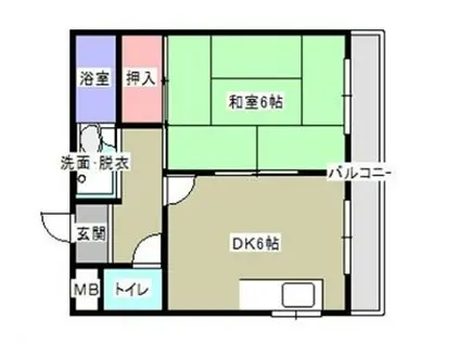 Yパークサイドマンション(1DK/1階)の間取り写真
