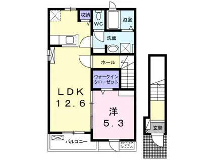 寺尾釜田1丁目アパート(1LDK/2階)の間取り写真
