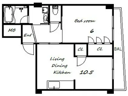 TMハイツ深江(1LDK/3階)の間取り写真