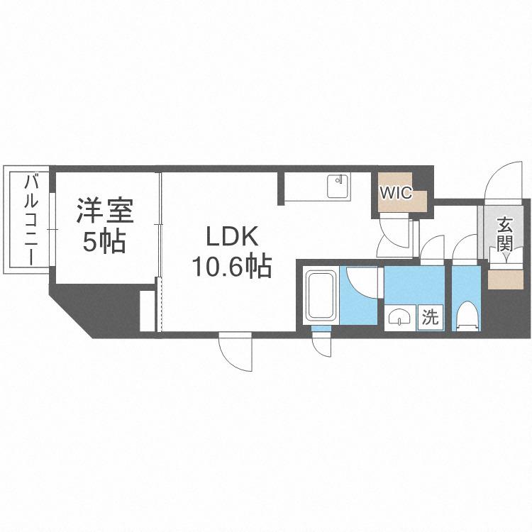シーズンフラッツ梅田北(1LDK/6階)の間取り写真