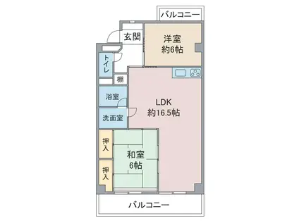 赤坪第2小菅ビル(2LDK/5階)の間取り写真