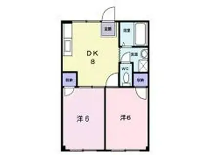 ホワイトピア難波(2DK/2階)の間取り写真