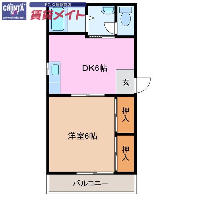 青木マンション(1DK/1階)の間取り写真