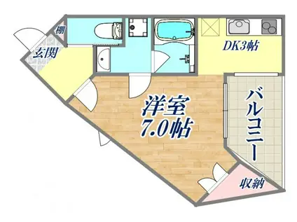 ソリューション甲子園(1K/4階)の間取り写真