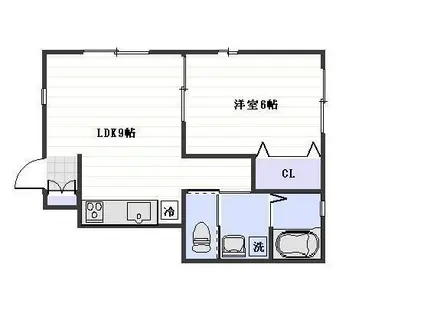 鹿児島県鹿児島市 2階建 築1年(1LDK/1階)の間取り写真