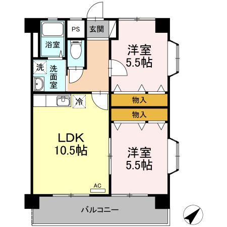 アーブルセゾン(2LDK/2階)の間取り写真