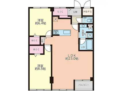 マンション目黒苑(2LDK/8階)の間取り写真