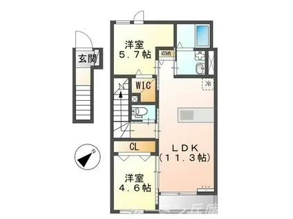 アヴェルラ・プラス(2LDK/2階)の間取り写真