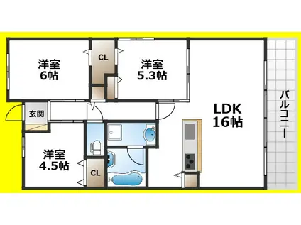 GREENHILLS和(3LDK/3階)の間取り写真