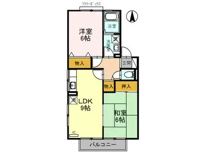 コーポラスITOII A(2DK/2階)の間取り写真