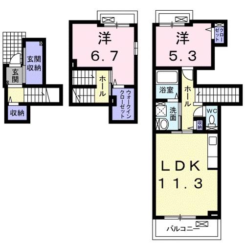 アースフィールド ハチマン(2LDK/2階)の間取り写真