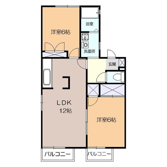 ベルパーク(2LDK/2階)の間取り写真