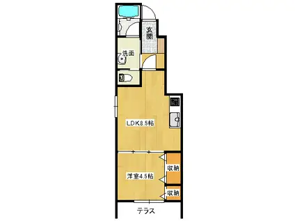 スワライン玖島(1LDK/1階)の間取り写真
