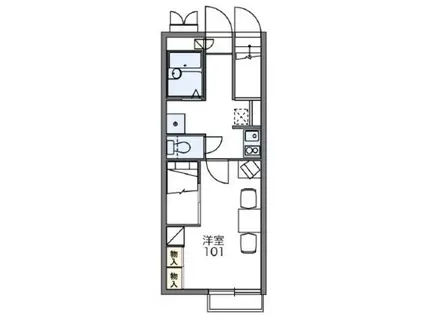 レオパレスメルベーユIV(1K/1階)の間取り写真