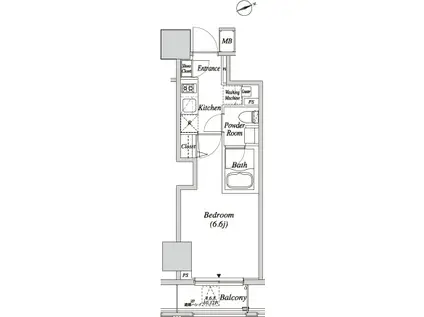 クレセント虎ノ門新橋(1K/12階)の間取り写真