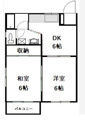 MAISON DE PATIO(2DK/1階)の間取り写真