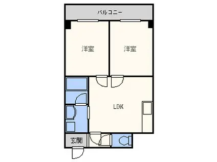 ラパンジール恵美須II(2DK/11階)の間取り写真