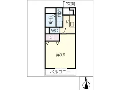 コンフォール津(1K/3階)の間取り写真